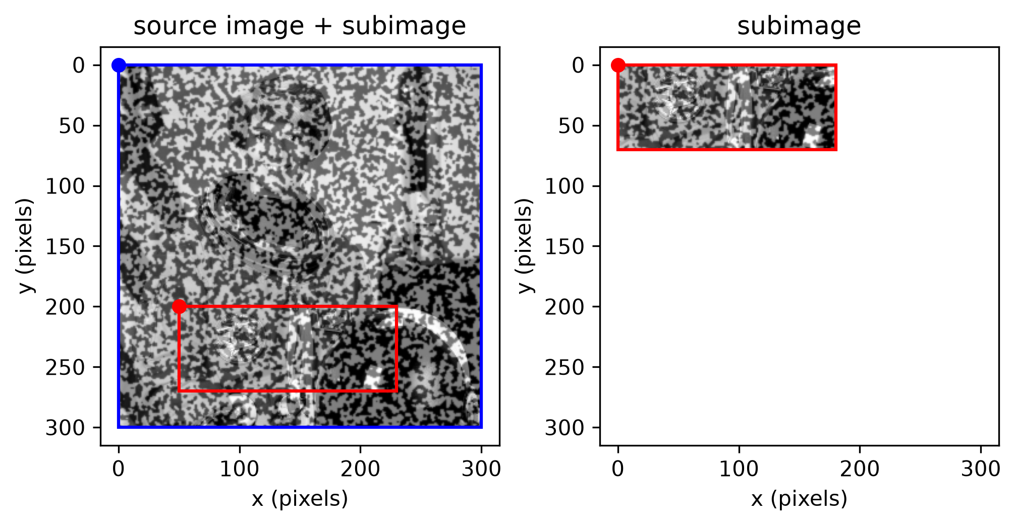 rectangular subimage, fully inside, source and extraction side by side at matching scale